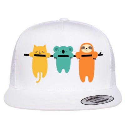 Hang In There Cat Sloth And Koala Cute Flat Bill Trucker Hat