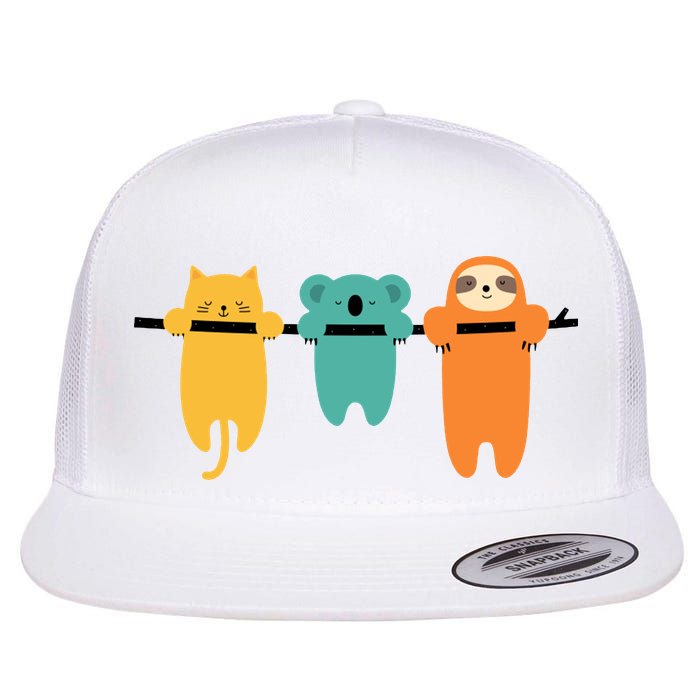 Hang In There Cat Sloth And Koala Cute Flat Bill Trucker Hat