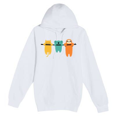 Hang In There Cat Sloth And Koala Cute Premium Pullover Hoodie