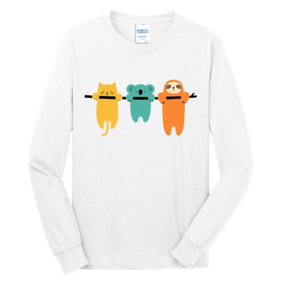 Hang In There Cat Sloth And Koala Cute Tall Long Sleeve T-Shirt