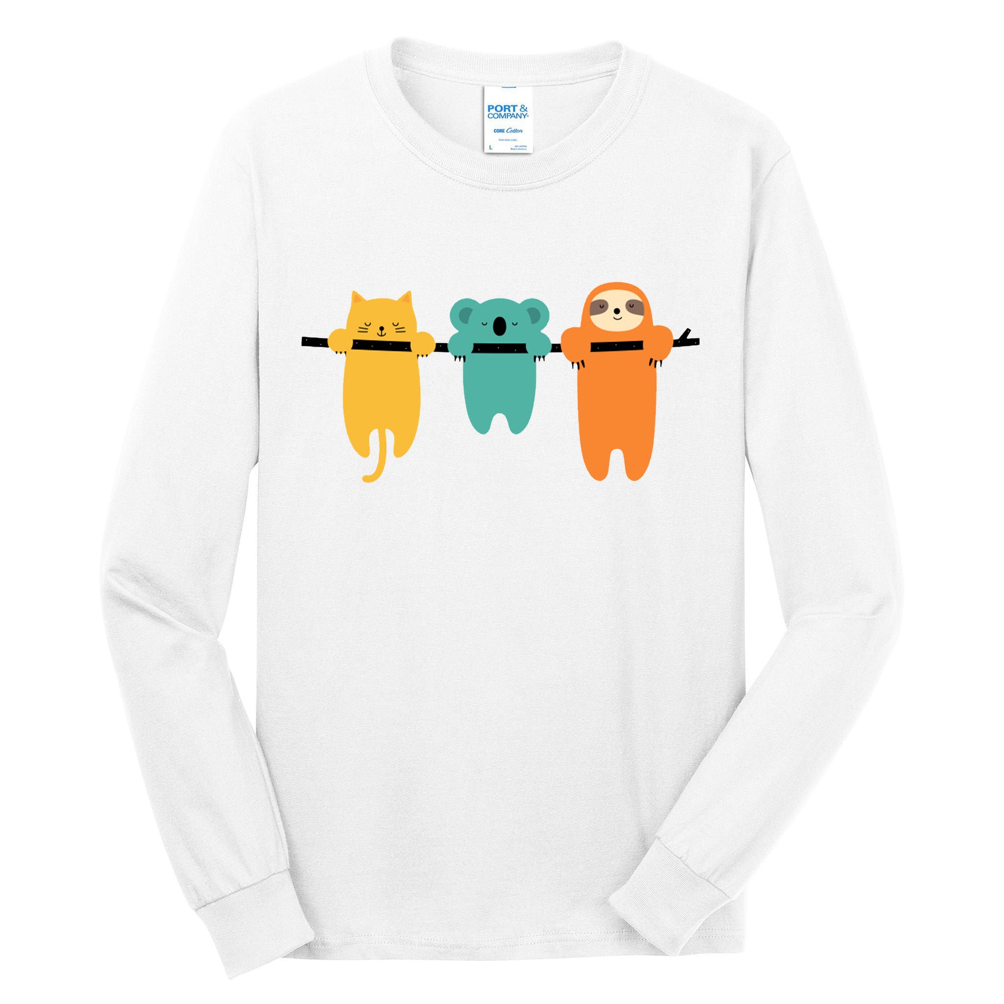 Hang In There Cat Sloth And Koala Cute Tall Long Sleeve T-Shirt