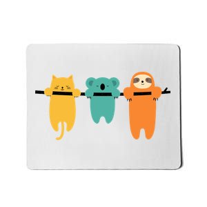 Hang In There Cat Sloth And Koala Cute Mousepad