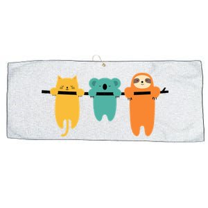 Hang In There Cat Sloth And Koala Cute Large Microfiber Waffle Golf Towel