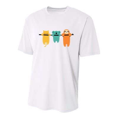 Hang In There Cat Sloth And Koala Cute Youth Performance Sprint T-Shirt