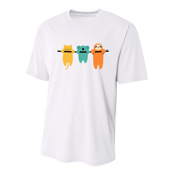Hang In There Cat Sloth And Koala Cute Youth Performance Sprint T-Shirt