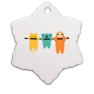 Hang In There Cat Sloth And Koala Cute Ceramic Star Ornament