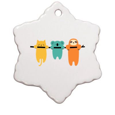 Hang In There Cat Sloth And Koala Cute Ceramic Star Ornament