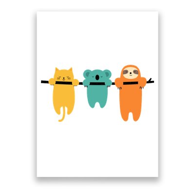 Hang In There Cat Sloth And Koala Cute Poster