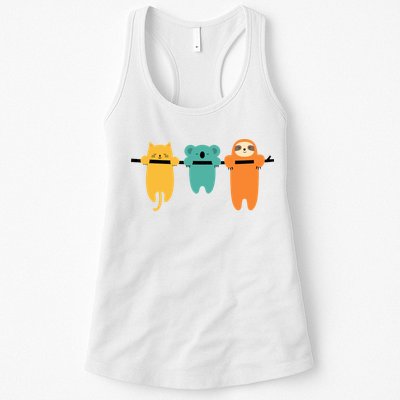 Hang In There Cat Sloth And Koala Cute Womens Tank Top