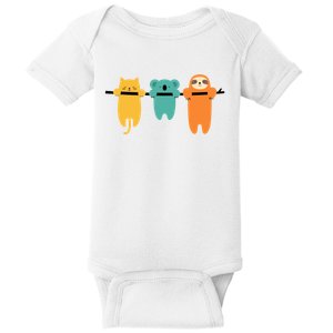 Hang In There Cat Sloth And Koala Cute Baby Bodysuit