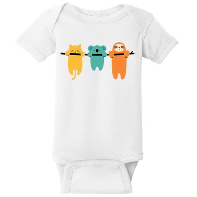 Hang In There Cat Sloth And Koala Cute Baby Bodysuit