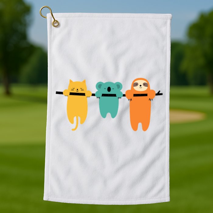 Hang In There Cat Sloth And Koala Cute Golf Towel