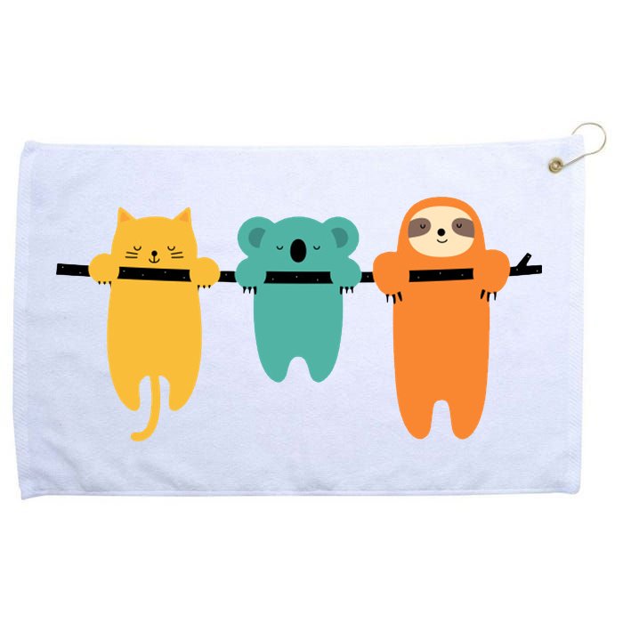 Hang In There Cat Sloth And Koala Cute Grommeted Golf Towel