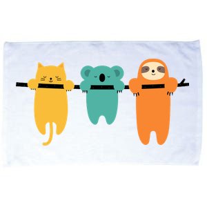 Hang In There Cat Sloth And Koala Cute Microfiber Hand Towel