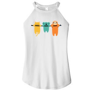 Hang In There Cat Sloth And Koala Cute Women's Perfect Tri Rocker Tank