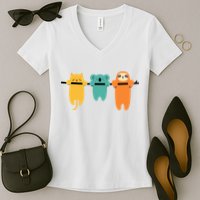 Hang In There Cat Sloth And Koala Cute Women's V-Neck T-Shirt