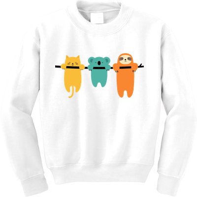 Hang In There Cat Sloth And Koala Cute Kids Sweatshirt