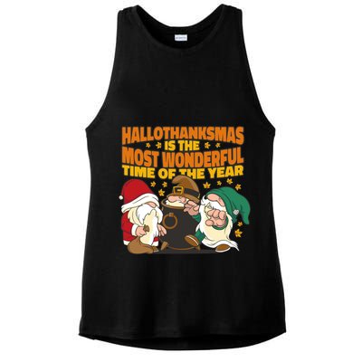 Hallothanksmas Is The Most Wonderful Time Of The Year Holiday Gnomes Ladies PosiCharge Tri-Blend Wicking Tank