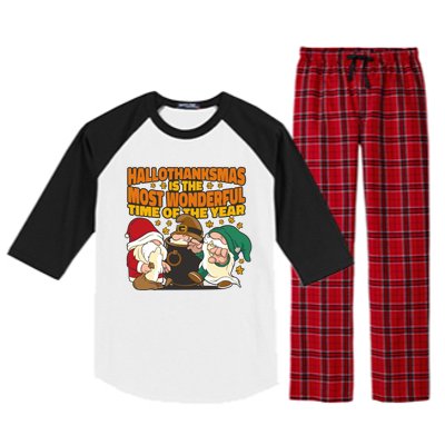 Hallothanksmas Is The Most Wonderful Time Of The Year Holiday Gnomes Raglan Sleeve Pajama Set