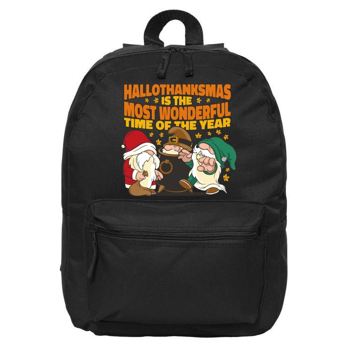 Hallothanksmas Is The Most Wonderful Time Of The Year Holiday Gnomes 16 in Basic Backpack