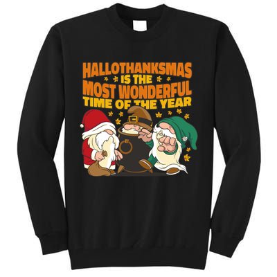 Hallothanksmas Is The Most Wonderful Time Of The Year Holiday Gnomes Tall Sweatshirt