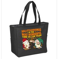 Hallothanksmas Is The Most Wonderful Time Of The Year Holiday Gnomes Zip Tote Bag