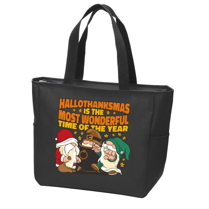 Hallothanksmas Is The Most Wonderful Time Of The Year Holiday Gnomes Zip Tote Bag
