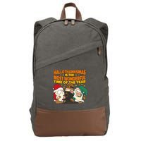 Hallothanksmas Is The Most Wonderful Time Of The Year Holiday Gnomes Cotton Canvas Backpack