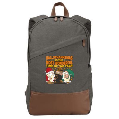 Hallothanksmas Is The Most Wonderful Time Of The Year Holiday Gnomes Cotton Canvas Backpack