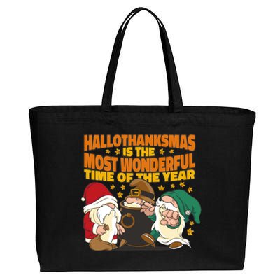 Hallothanksmas Is The Most Wonderful Time Of The Year Holiday Gnomes Cotton Canvas Jumbo Tote