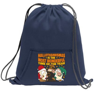 Hallothanksmas Is The Most Wonderful Time Of The Year Holiday Gnomes Sweatshirt Cinch Pack Bag