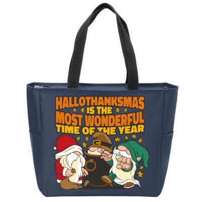 Hallothanksmas Is The Most Wonderful Time Of The Year Holiday Gnomes Zip Tote Bag