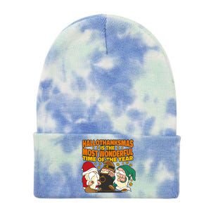 Hallothanksmas Is The Most Wonderful Time Of The Year Holiday Gnomes Tie Dye 12in Knit Beanie