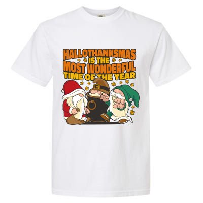 Hallothanksmas Is The Most Wonderful Time Of The Year Holiday Gnomes Garment-Dyed Heavyweight T-Shirt