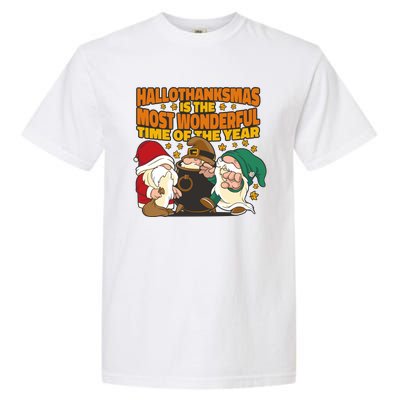 Hallothanksmas Is The Most Wonderful Time Of The Year Holiday Gnomes Garment-Dyed Heavyweight T-Shirt