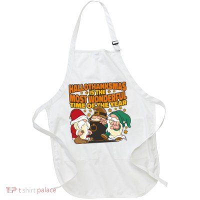 Hallothanksmas Is The Most Wonderful Time Of The Year Holiday Gnomes Full-Length Apron With Pockets