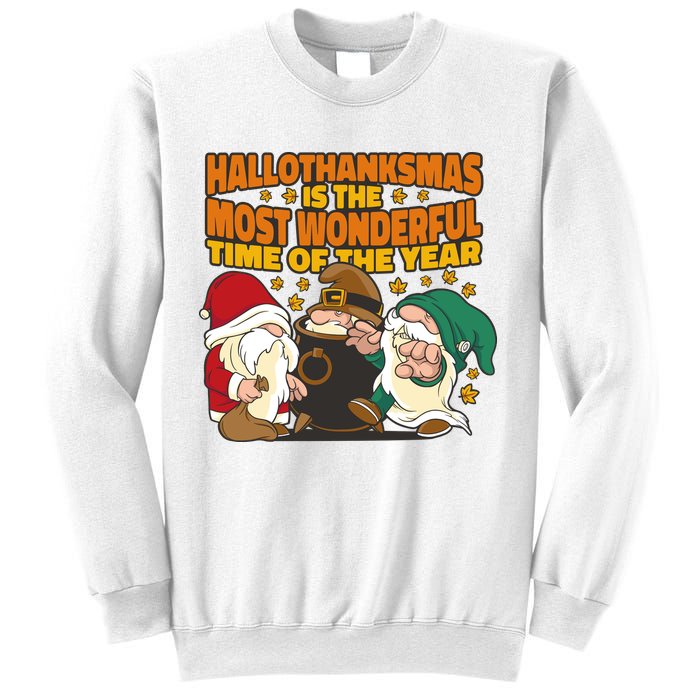 Hallothanksmas Is The Most Wonderful Time Of The Year Holiday Gnomes Sweatshirt