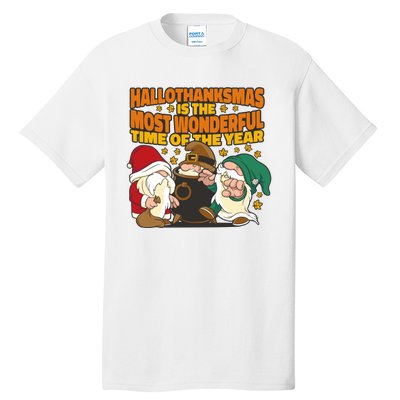 Hallothanksmas Is The Most Wonderful Time Of The Year Holiday Gnomes Tall T-Shirt