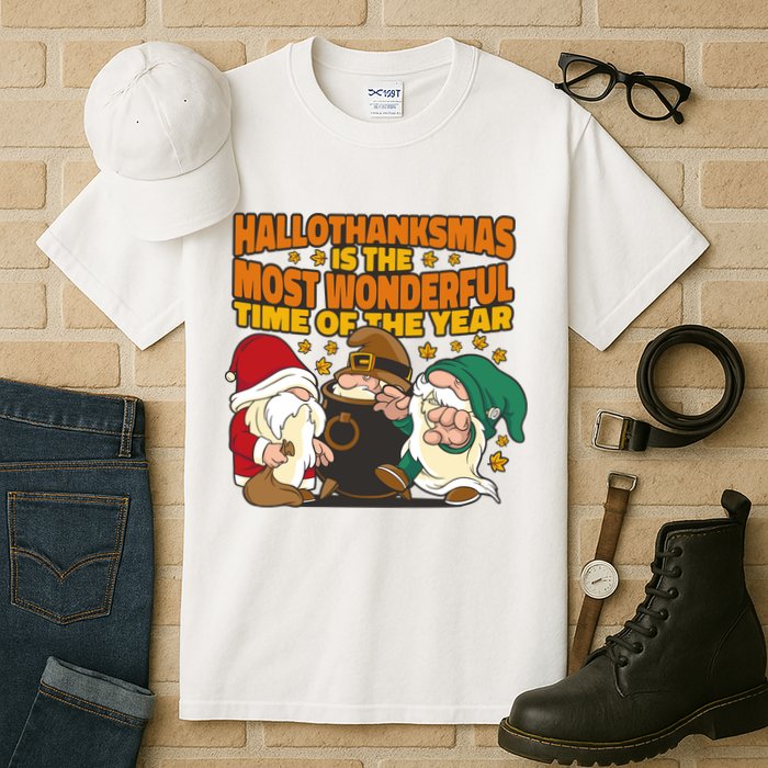 Hallothanksmas Is The Most Wonderful Time Of The Year Holiday Gnomes Tall T-Shirt