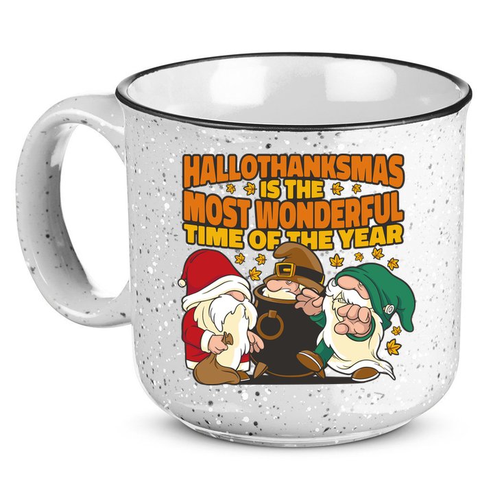 Hallothanksmas Is The Most Wonderful Time Of The Year Holiday Gnomes 15oz Campfire Ceramic Mug