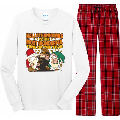 Hallothanksmas Is The Most Wonderful Time Of The Year Holiday Gnomes Long Sleeve Pajama Set