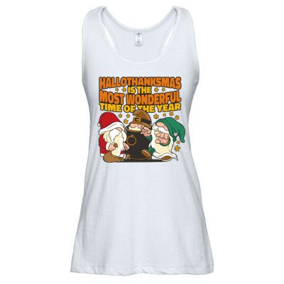 Hallothanksmas Is The Most Wonderful Time Of The Year Holiday Gnomes Ladies Essential Flowy Tank