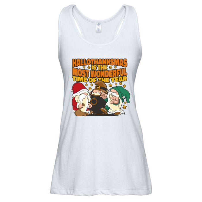 Hallothanksmas Is The Most Wonderful Time Of The Year Holiday Gnomes Ladies Essential Flowy Tank