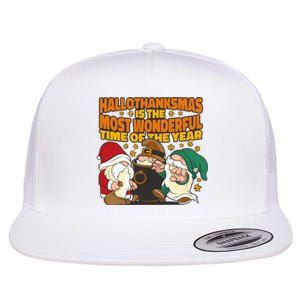 Hallothanksmas Is The Most Wonderful Time Of The Year Holiday Gnomes Flat Bill Trucker Hat