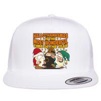 Hallothanksmas Is The Most Wonderful Time Of The Year Holiday Gnomes Flat Bill Trucker Hat