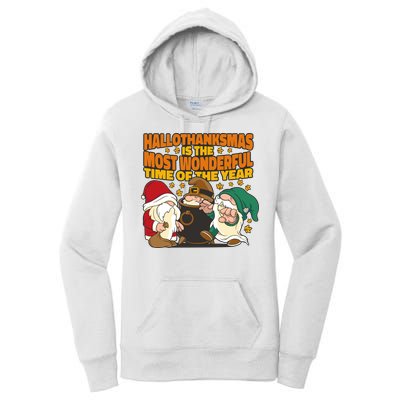 Hallothanksmas Is The Most Wonderful Time Of The Year Holiday Gnomes Women's Pullover Hoodie