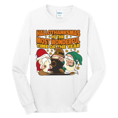 Hallothanksmas Is The Most Wonderful Time Of The Year Holiday Gnomes Tall Long Sleeve T-Shirt
