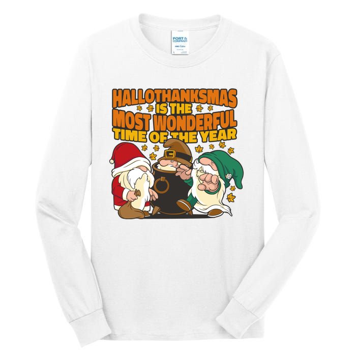 Hallothanksmas Is The Most Wonderful Time Of The Year Holiday Gnomes Tall Long Sleeve T-Shirt