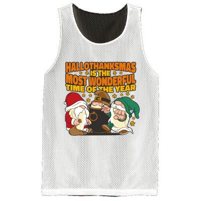 Hallothanksmas Is The Most Wonderful Time Of The Year Holiday Gnomes Mesh Reversible Basketball Jersey Tank