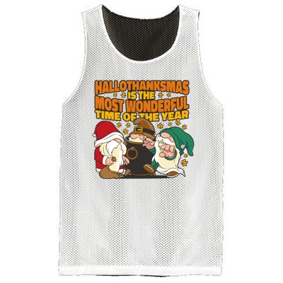 Hallothanksmas Is The Most Wonderful Time Of The Year Holiday Gnomes Mesh Reversible Basketball Jersey Tank